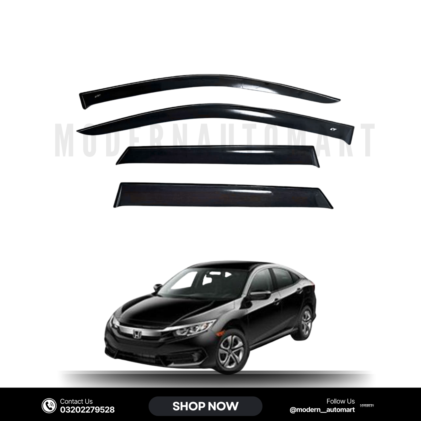 Honda Civic 2016–2021 High Quality TXR Sun Visors – 4 Piece Set