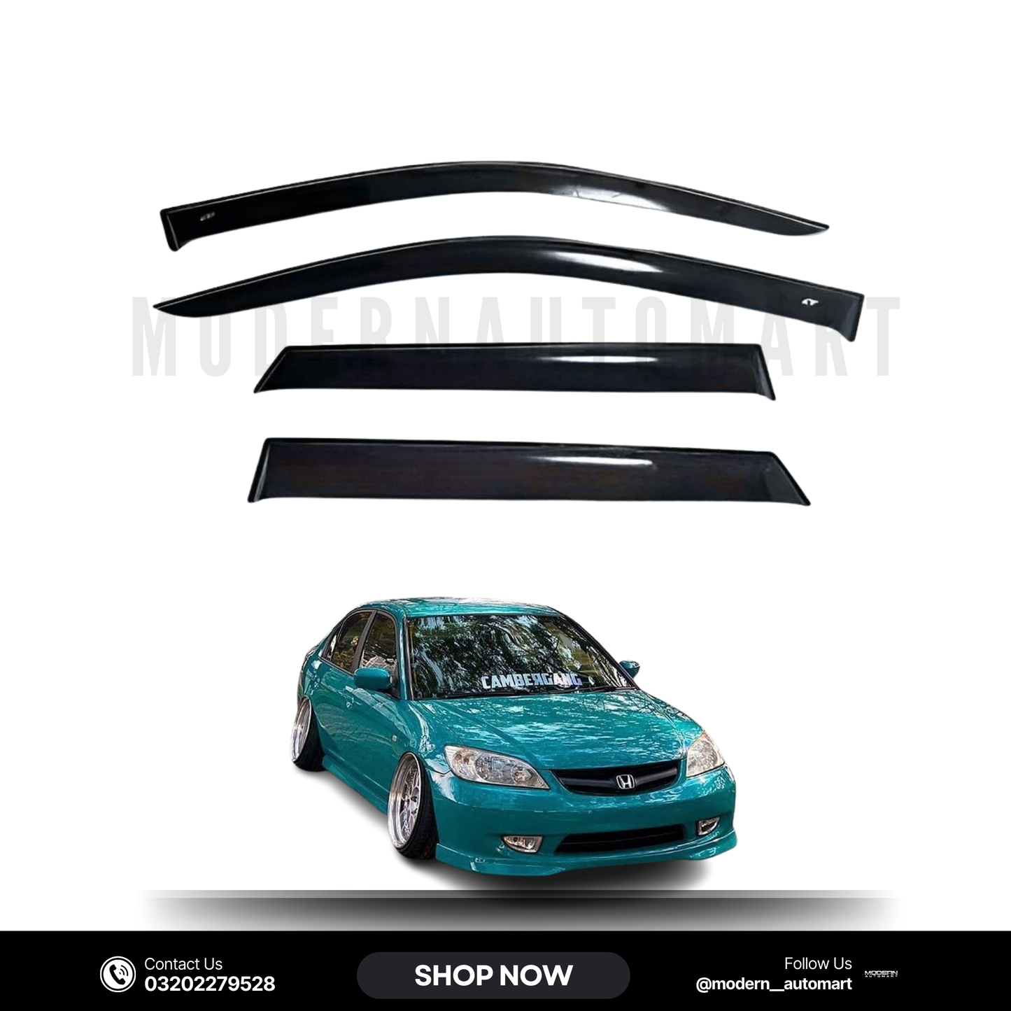 Honda Civic 2002–2005 High Quality TXR Sun Visors – 4 Piece Set