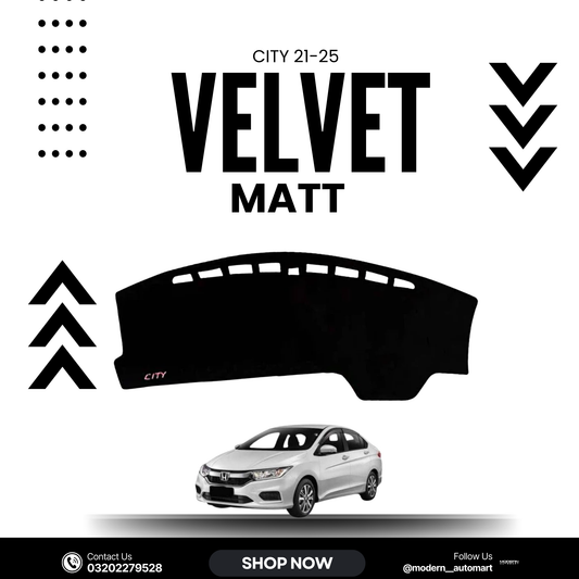 Honda City New Shape 2021–2025 High Quality Velvet Dashboard Mat