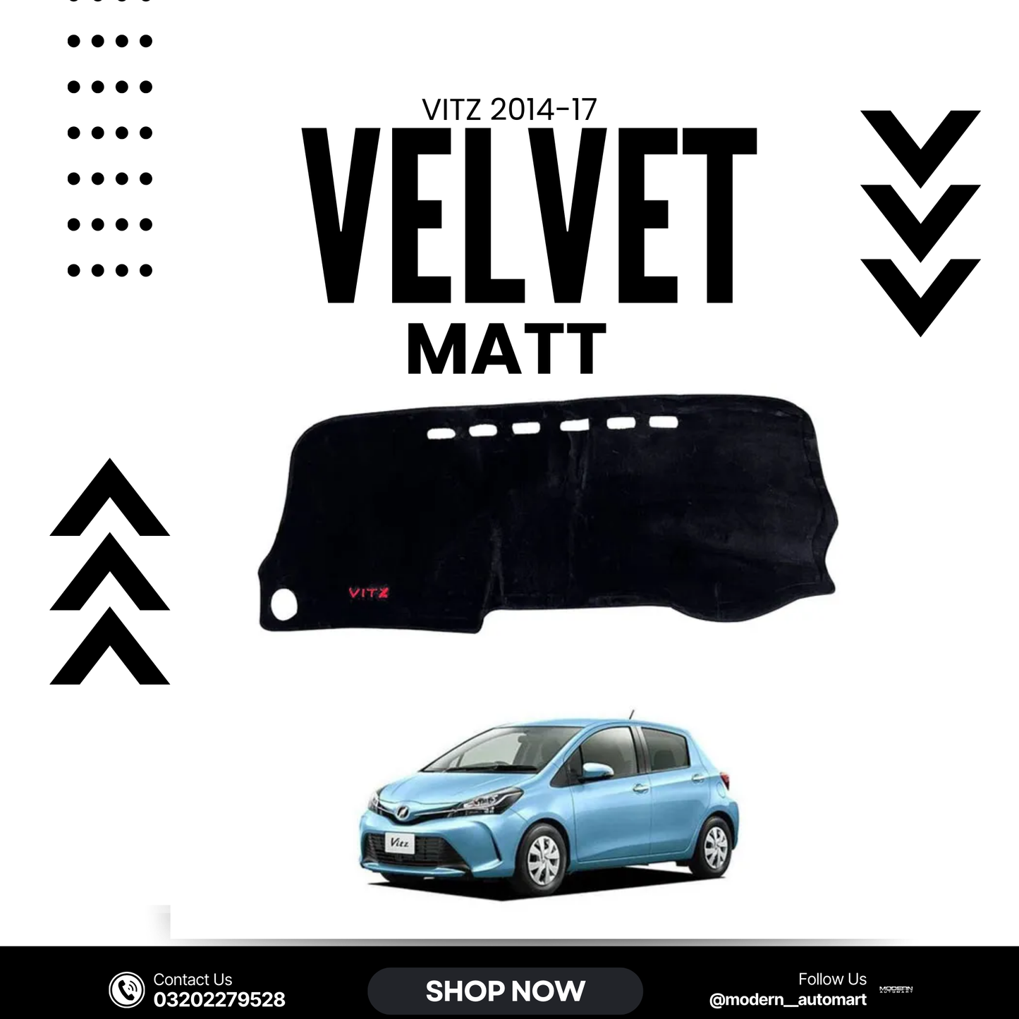 Toyota Vitz 2014 Spider Shape High Quality Velvet Dashboard Mat