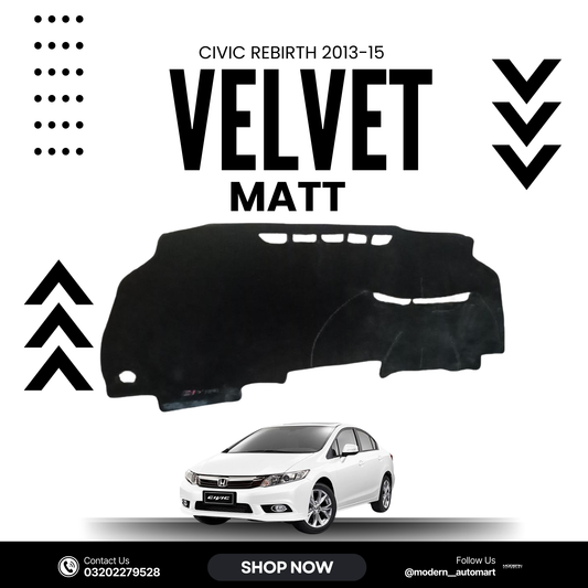 Honda Civic Rebirth 2013–2015 High Quality Velvet Dashboard Mat