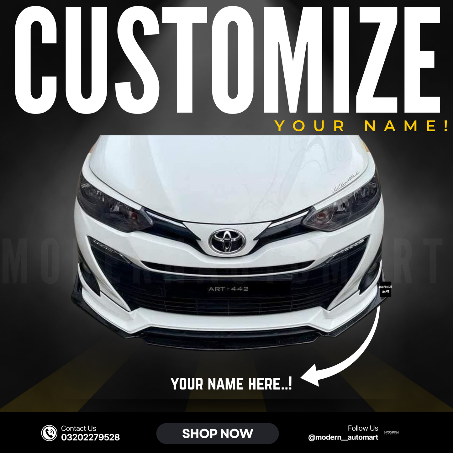 Car Front Bumper Splitter – Black with Black Lip ABS Plastic (4pcs Set)