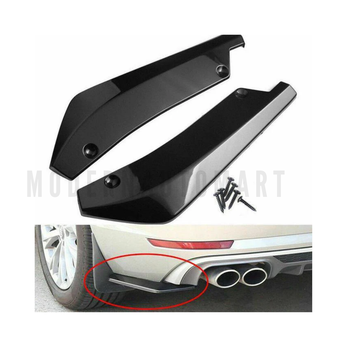 Universal Car Rear Bumper Fin Canard Splitter – 2pcs ABS Plastic