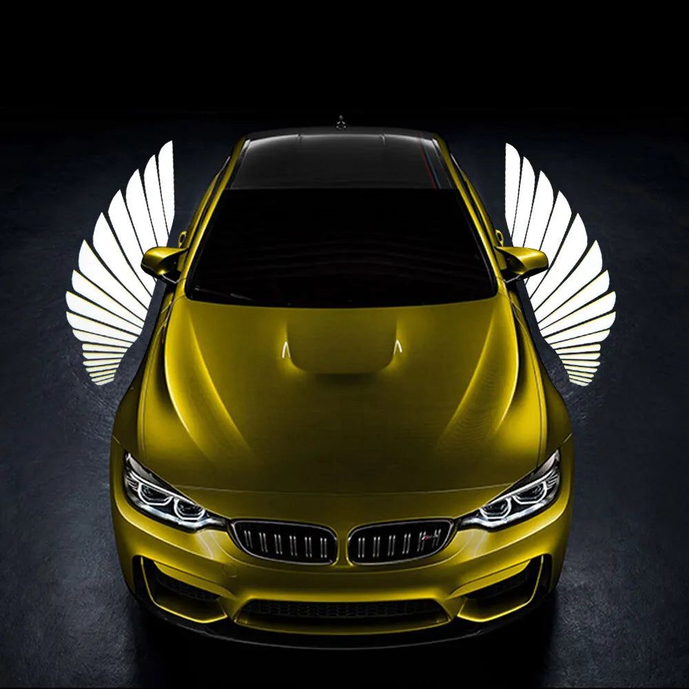 Universal Car Rearview Mirror Side LED Angel Wing Light Dynamic Projection Lamp (2 Pieces)