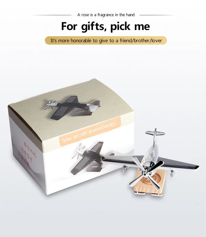 Stylish Solar Airplane Model Car Dashboard Air Freshener Perfume – Rotating Decoration