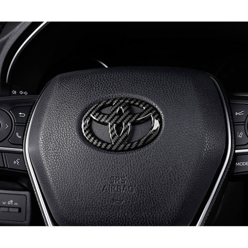 Toyota Steering Wheel Logo Cover – Carbon Fiber Style Emblem