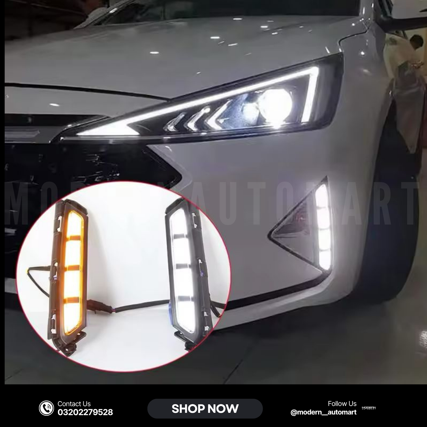 2-Piece LED Daytime Running Lights with Turn Signal – Hyundai Elantra 2019–2020