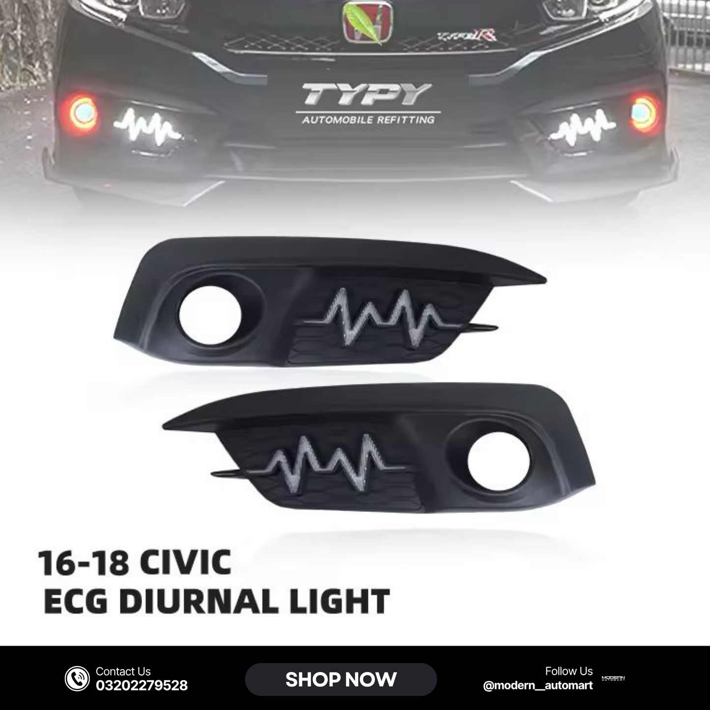 Heartbeat Style Fog Lamp Cover | Fits Honda Civic 2017–2021