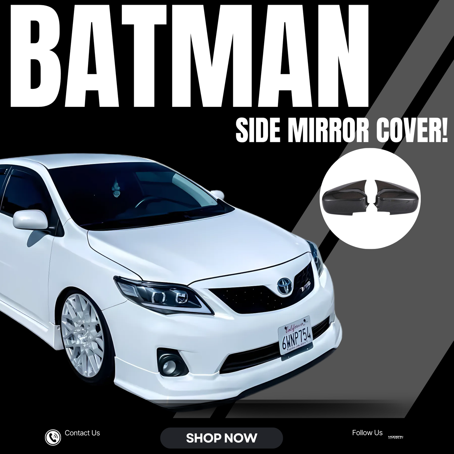 Corolla carbon fiber batman side mirror cover-fits on 2009-2013