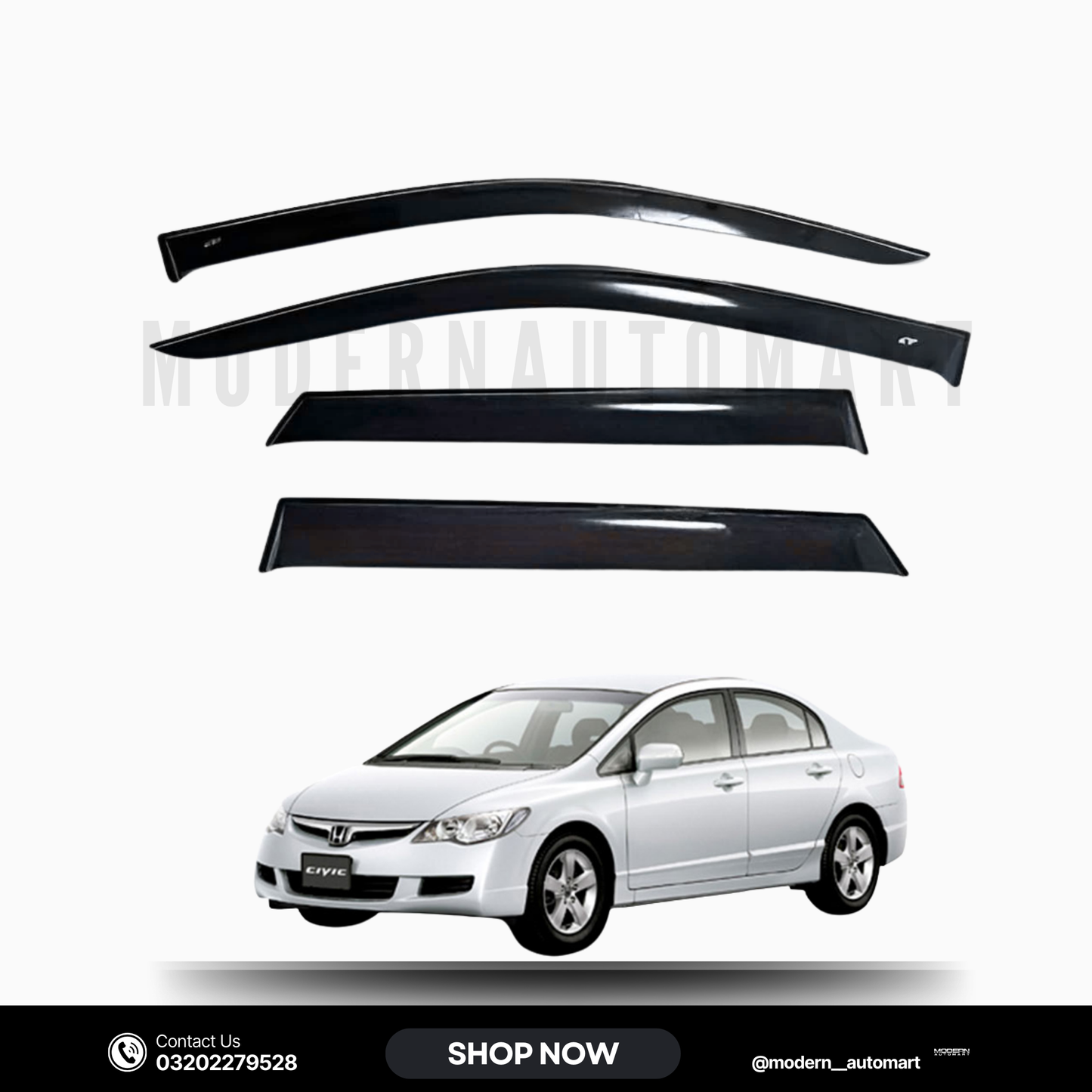 Honda Civic Reborn 2006–2012 High Quality TXR Sun Visors – 4 Piece Set