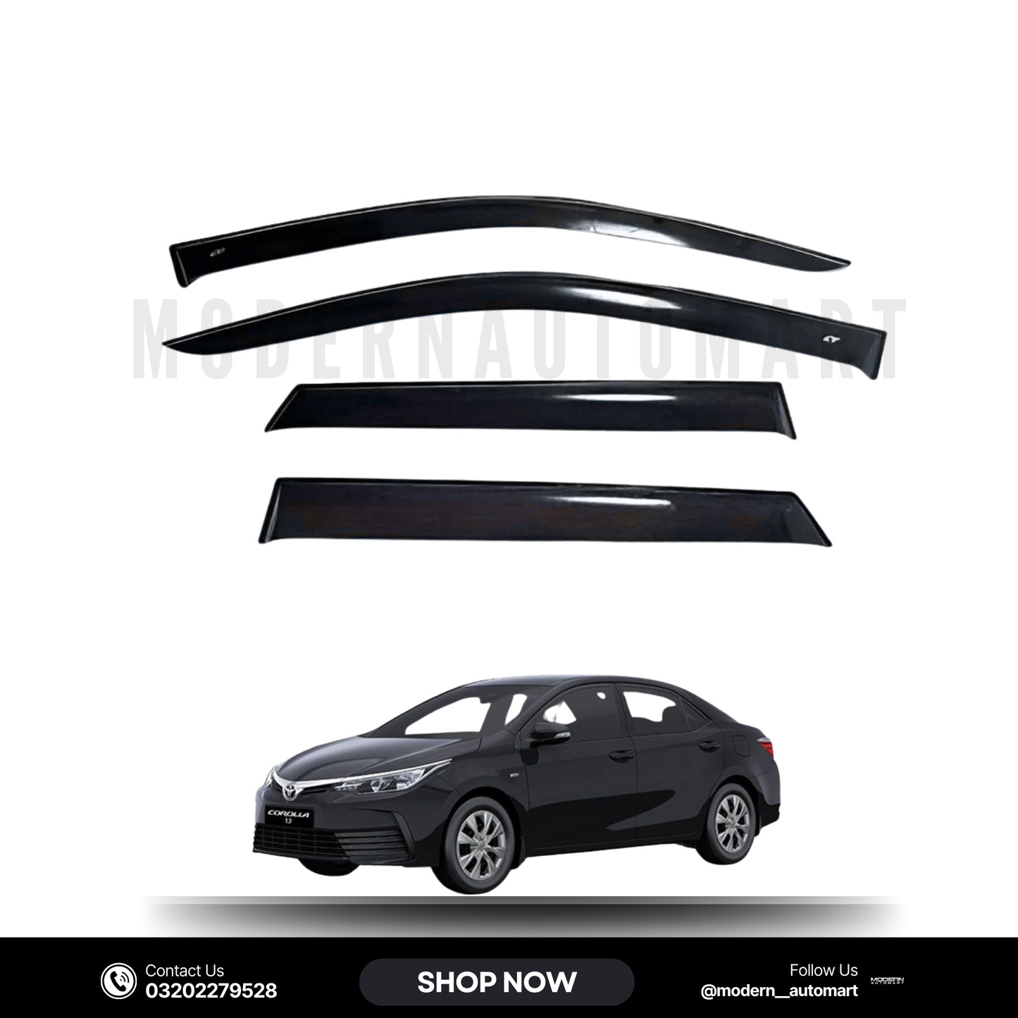 Toyota Corolla 2017–2020 High Quality TXR Sun Visors – 4 Piece Set