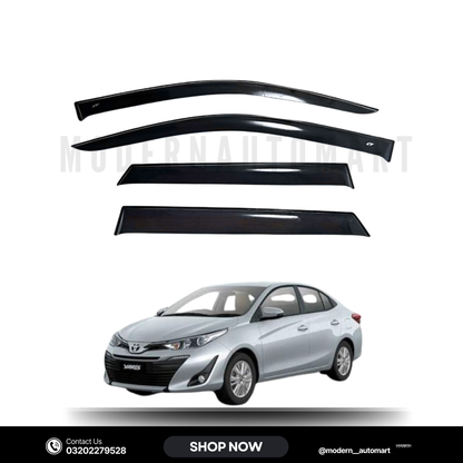 Toyota Yaris 2020–2023 High Quality TXR Sun Visors with Chrome Lining – 4 Piece Set