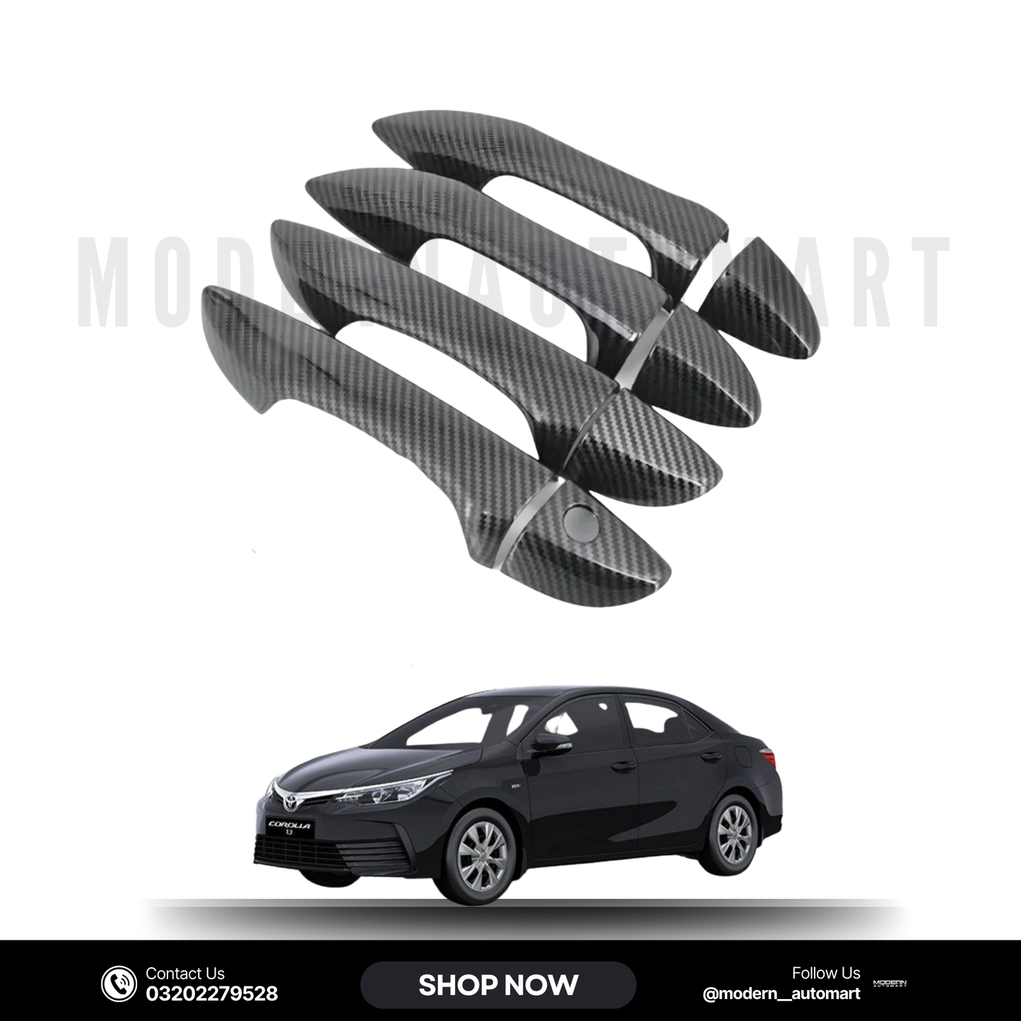 Toyota Corolla 2017–2020 Carbon Fiber Door Handle Covers