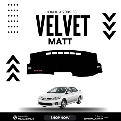 Toyota Corolla 2009–2013 High Quality Velvet Dashboard Mat