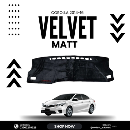 Toyota Corolla 2014–2016 High Quality Velvet Dashboard Mat