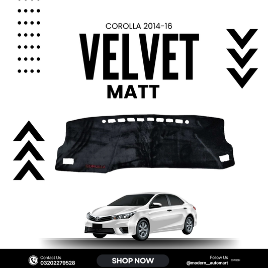 Toyota Corolla 2014–2016 High Quality Velvet Dashboard Mat