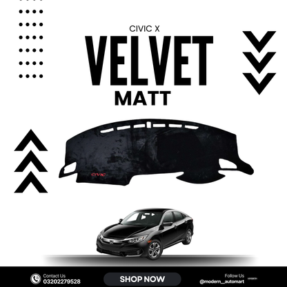 Honda Civic 2016–2021 High Quality Velvet Dashboard Mat