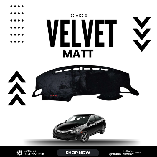 Honda Civic 2016–2021 High Quality Velvet Dashboard Mat