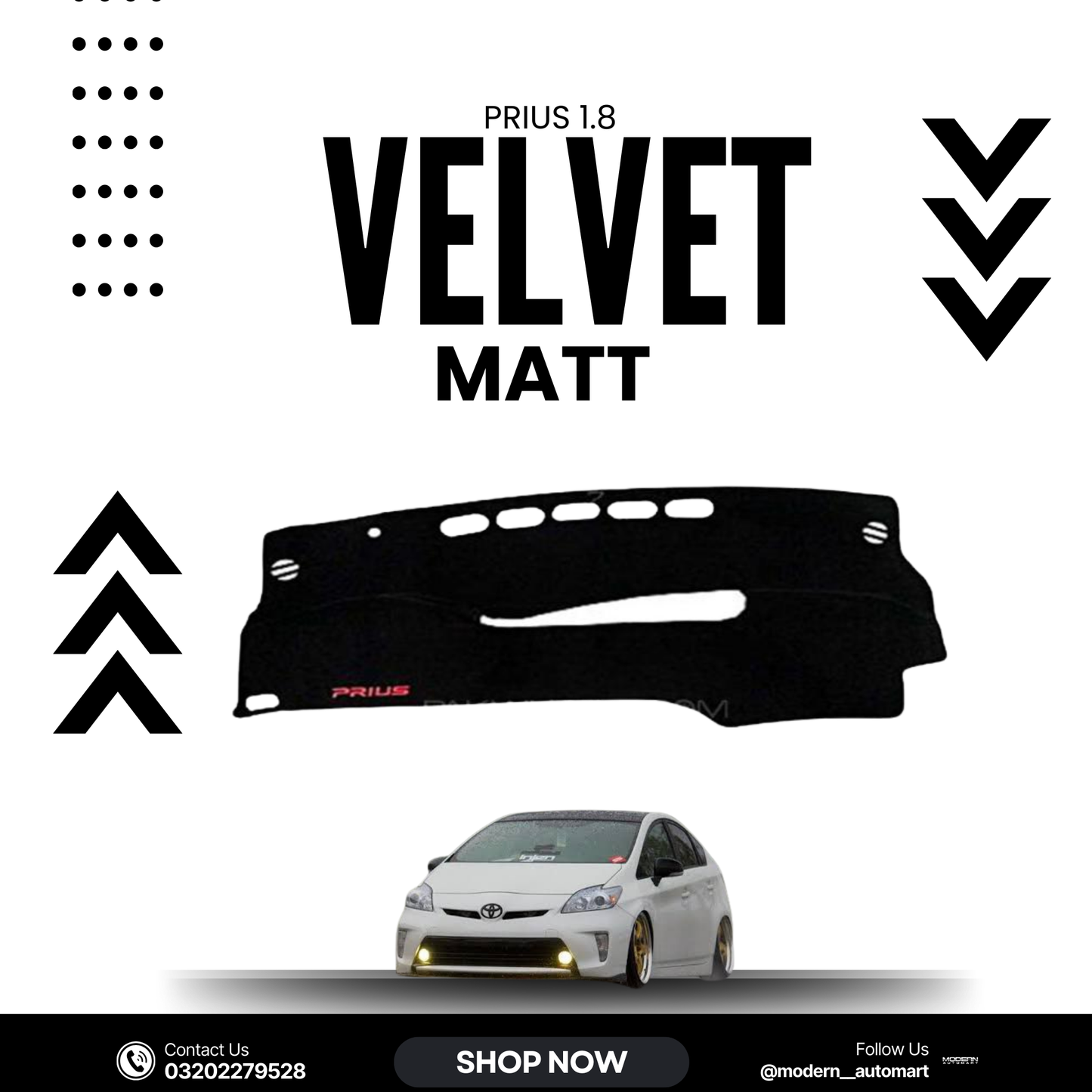 Toyota Prius 2011–2014 High Quality Velvet Dashboard Mat