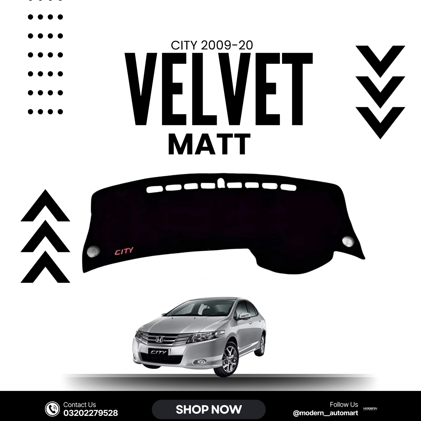 Honda City 2009–2020 High Quality Velvet Dashboard Mat