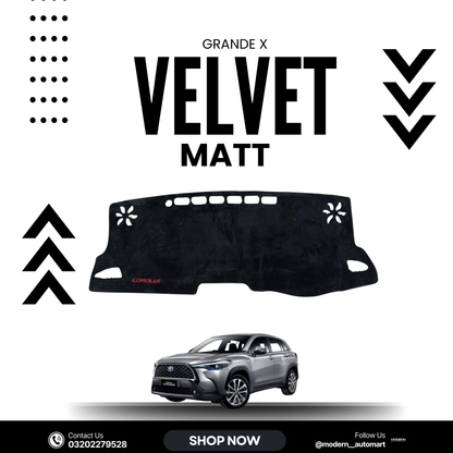 Toyota Corolla Cross 2020–2025 High Quality Velvet Dashboard Mat