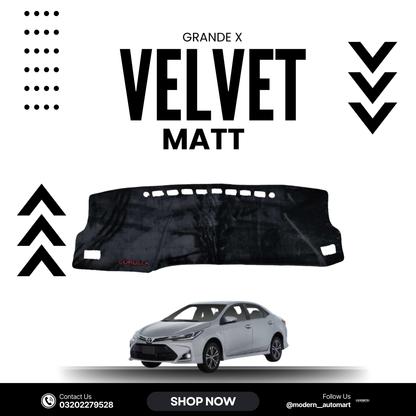 Toyota Corolla Grande X 2021–2025 High Quality Velvet Dashboard Mat