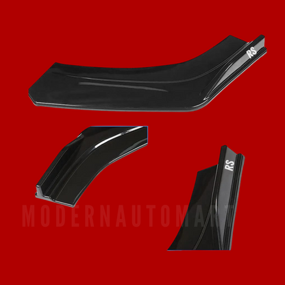 Car Front Bumper Splitter – Black with Black Lip ABS Plastic (4pcs Set)