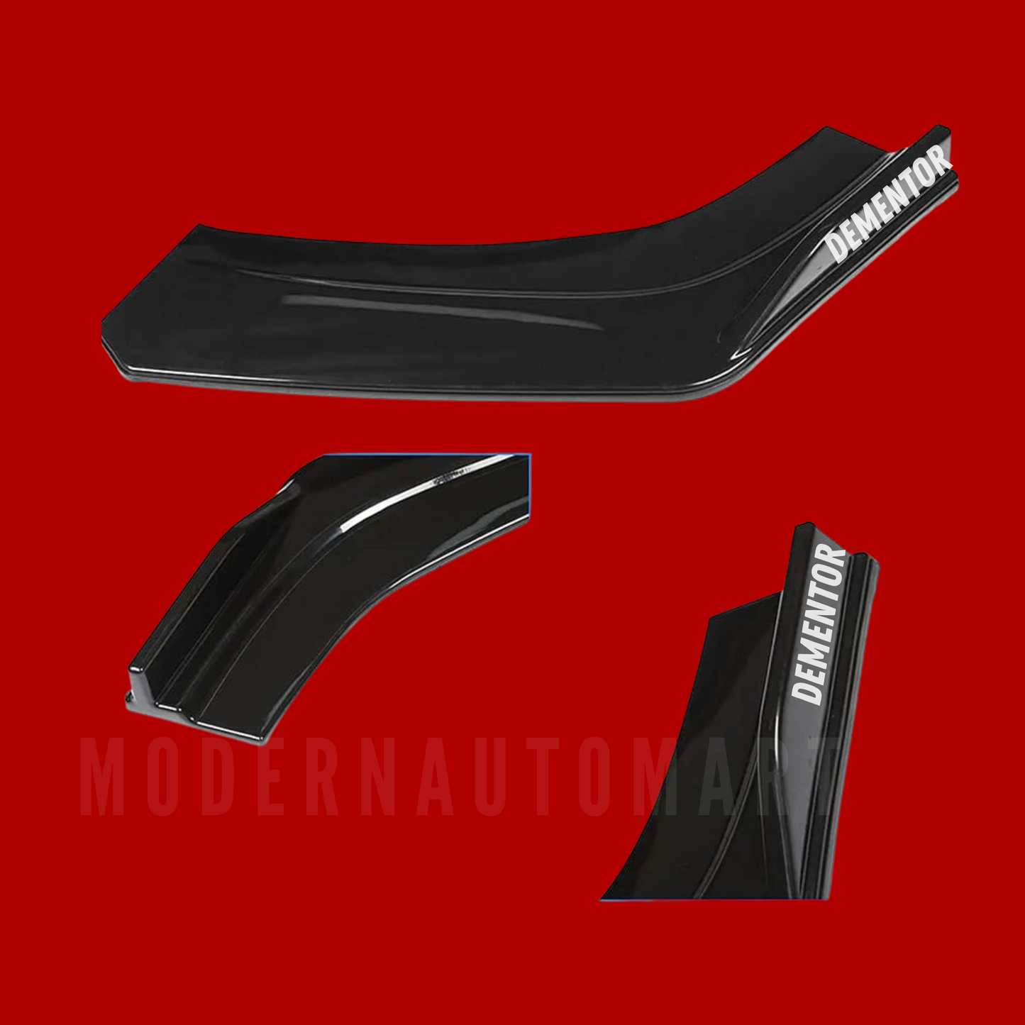 Car Front Bumper Splitter – Black with Black Lip ABS Plastic (4pcs Set)