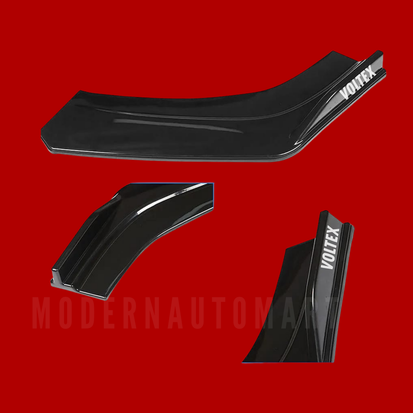Car Front Bumper Splitter – Black with Black Lip ABS Plastic (4pcs Set)