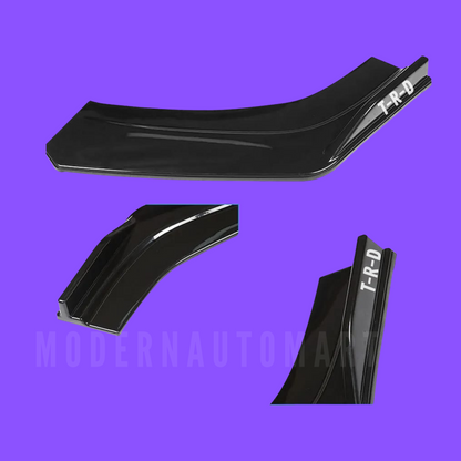 Car Front Bumper Splitter – Red with Black Lip ABS Plastic (4pcs Set)