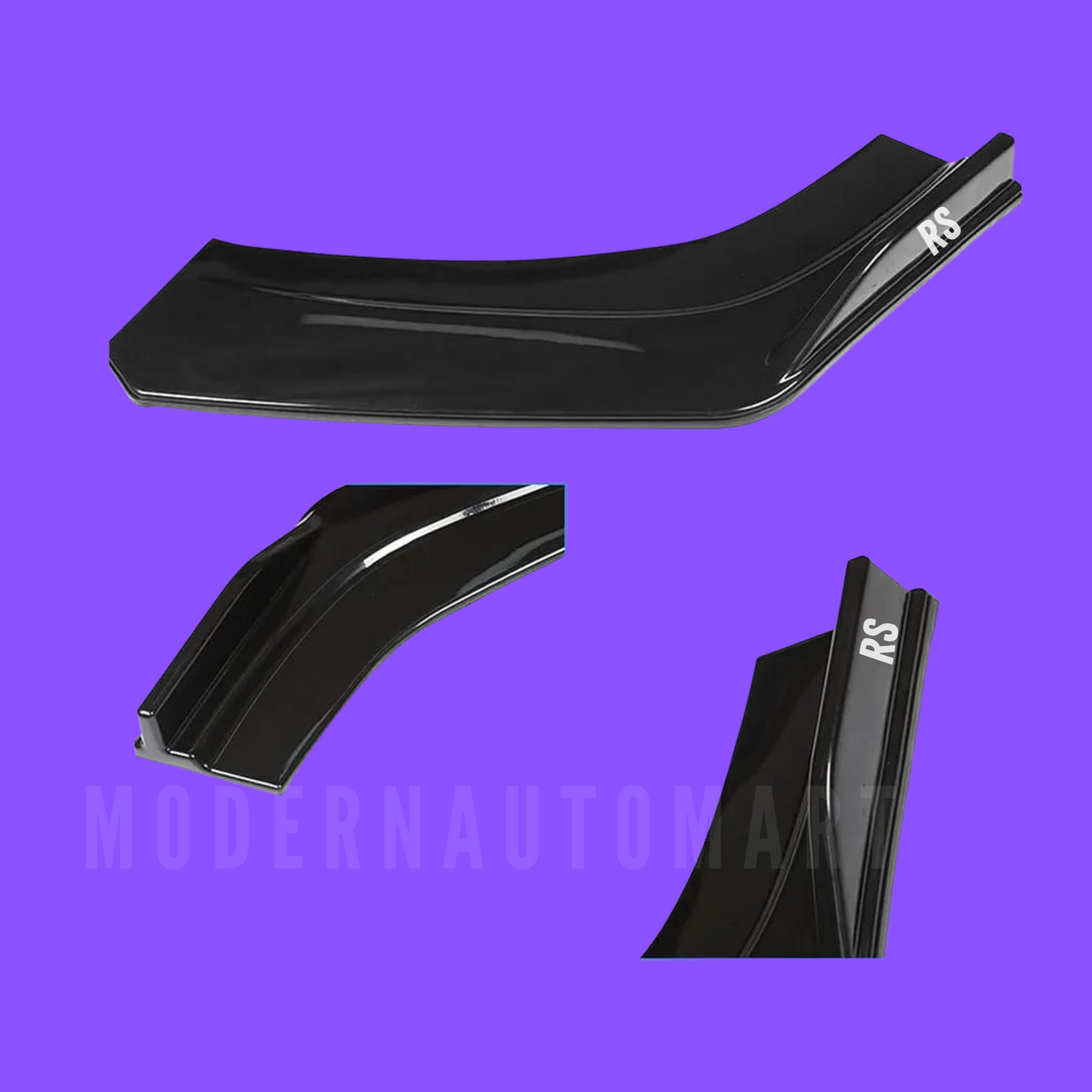 Car Front Bumper Splitter – Red with Black Lip ABS Plastic (4pcs Set)