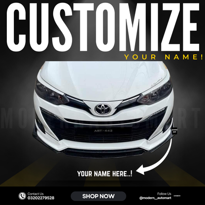 Car Front Bumper Splitter – Black with Black Lip ABS Plastic (4pcs Set)