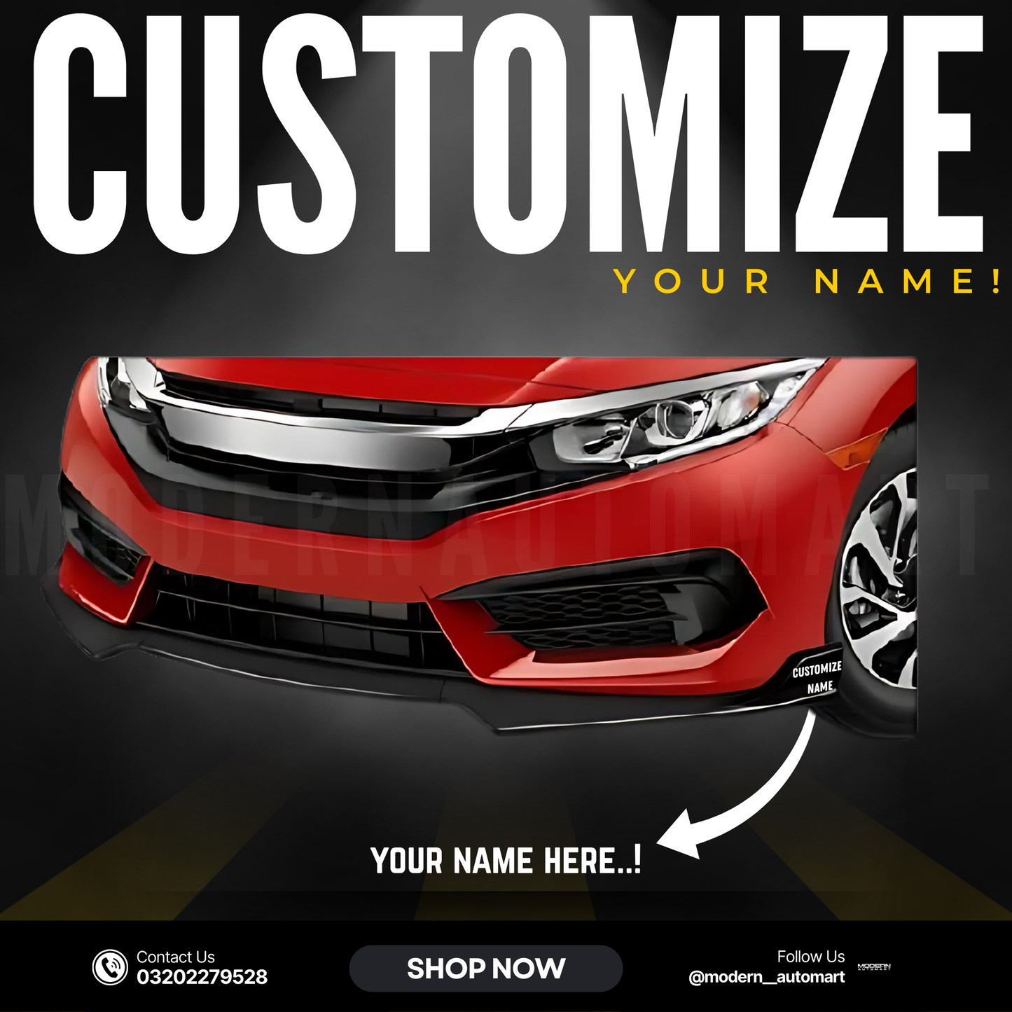 Universal Car Front Bumper Splitter 3 Piece – ABS Plastic