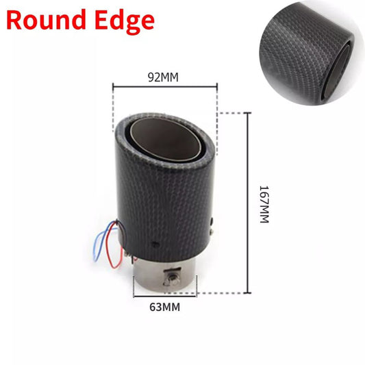 Carbon Fiber Car Exhaust Muffler Tip With LED Light-Universal Fit