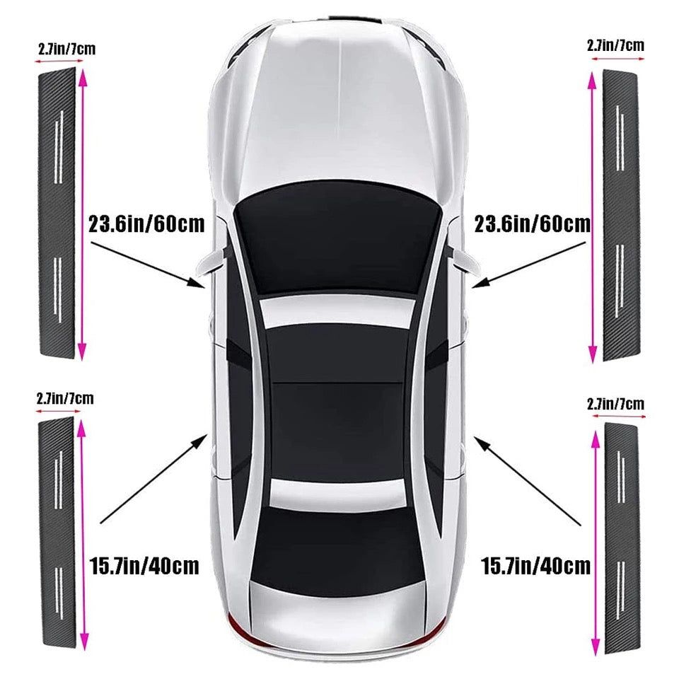 Carbon Fiber Car Door Threshold Anti-Scratch Sticker – 4Pcs Protective Strips