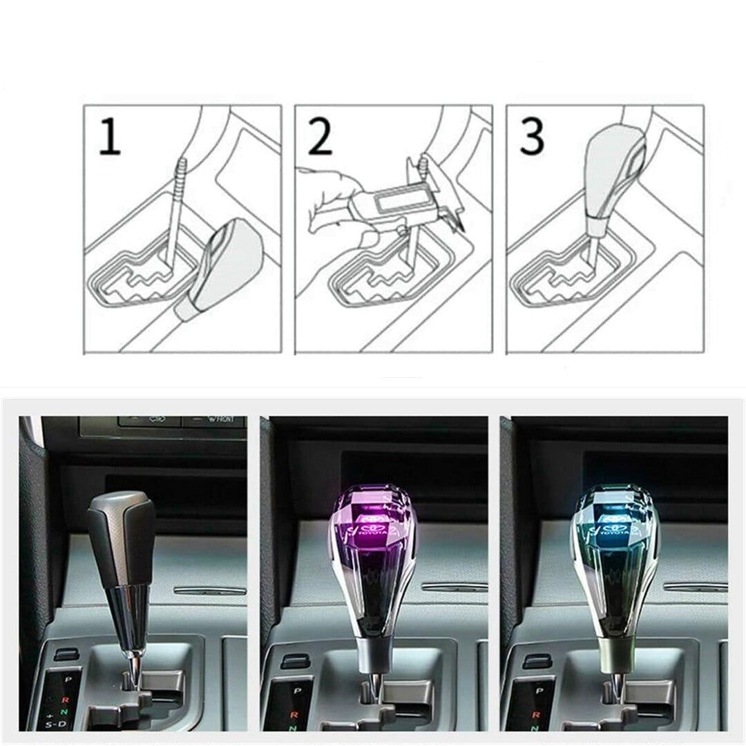 Universal Toyota Crystal Shape LED Gear Knob – Touch Activated Car Handball (1 Pc)