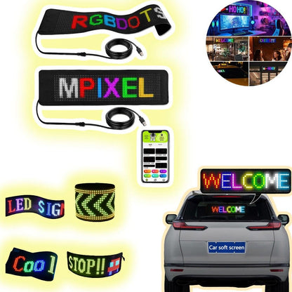 Matrix Panel Car LED Display – Flexible Screen with Emoji & Text Display, Bluetooth APP + Remote Control (1 Pc)