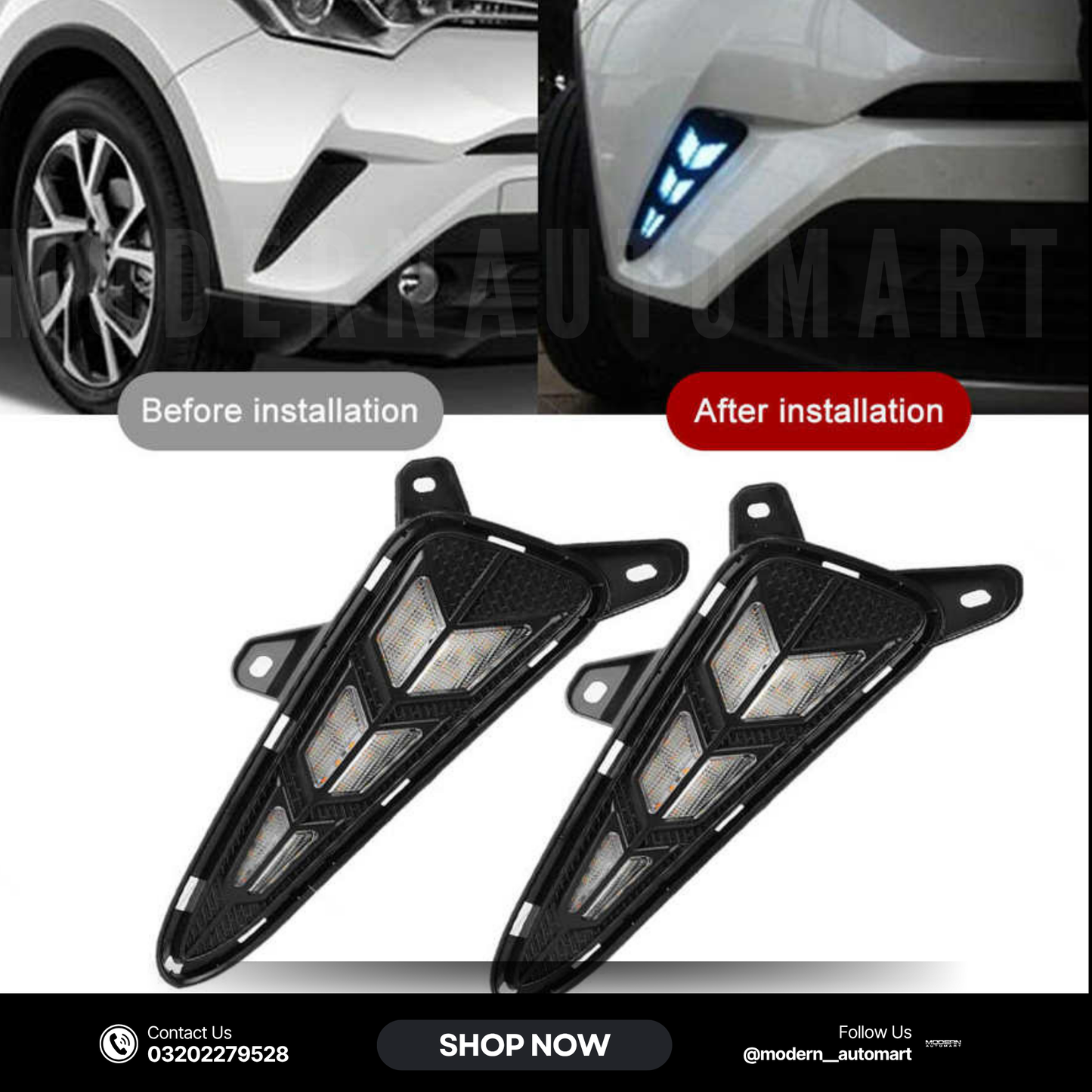 Arrow-Style Front Bumper LED Light | Fits Toyota C-HR 2017–2019