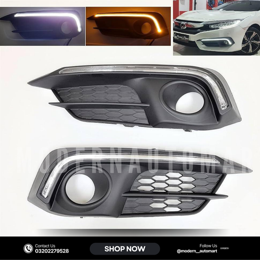 Straight Strip LED Fog Lamp Covers – Honda Civic 2017–2021