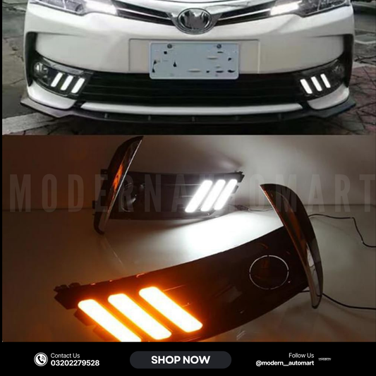 2Pcs LED Daytime Running Light &amp; Turn Signal Fog Light – Toyota Corolla Altis 2017–2018