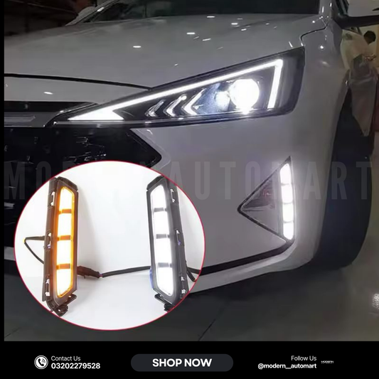 2-Piece LED Daytime Running Lights with Turn Signal – Hyundai Elantra 2019–2020