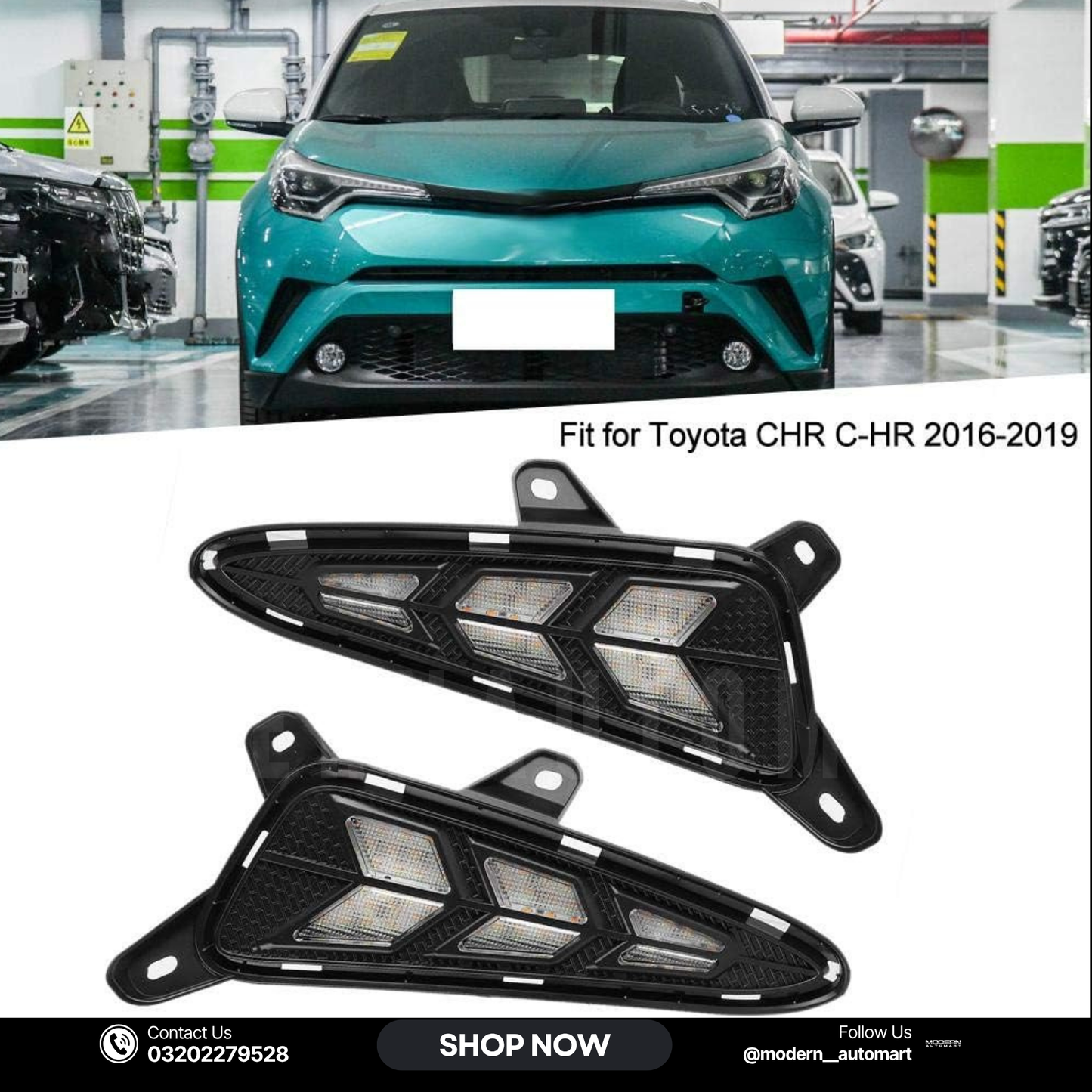LED Daytime Running Lights – Arrow Style (Dual-Color) | Fits Toyota C-HR 2016–2019