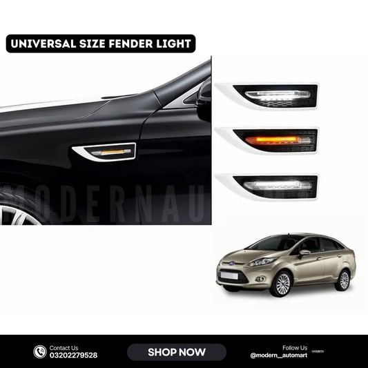 Universal LED Side Fender Light – 3-in-1 Function (White) | Fits All Cars