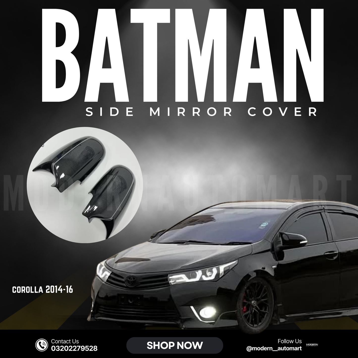 Corolla batman style carbon fiber side mirror cover-corolla 14-16