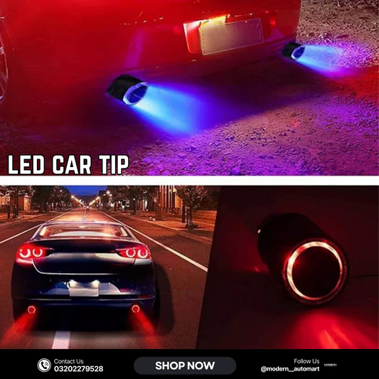 Carbon Fiber Car Exhaust Muffler Tip With LED Light-Universal Fit