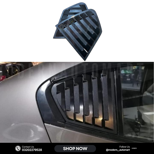 Honda City 2009-2021 Bright Black Side Window Quarter Louver Cover Trim