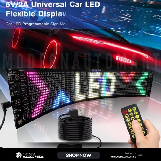 Matrix Panel Car LED Display – Flexible Screen with Emoji & Text Display, Bluetooth APP + Remote Control (1 Pc)