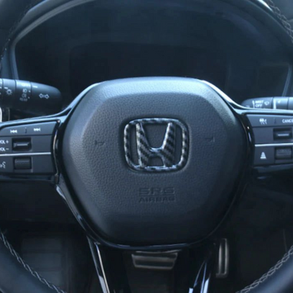 Honda Steering Wheel Logo Cover – Carbon Fiber Style Emblem