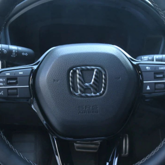 Honda Steering Wheel Logo Cover – Carbon Fiber Style Emblem